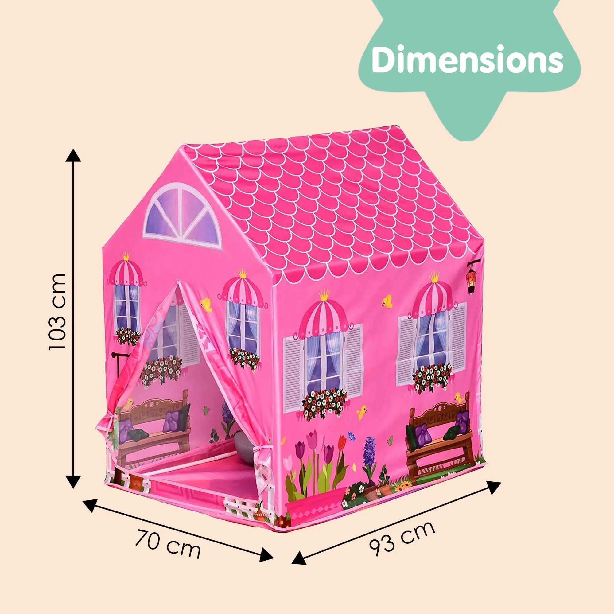 Playtime Foldable Tent House Princess Home - Pink