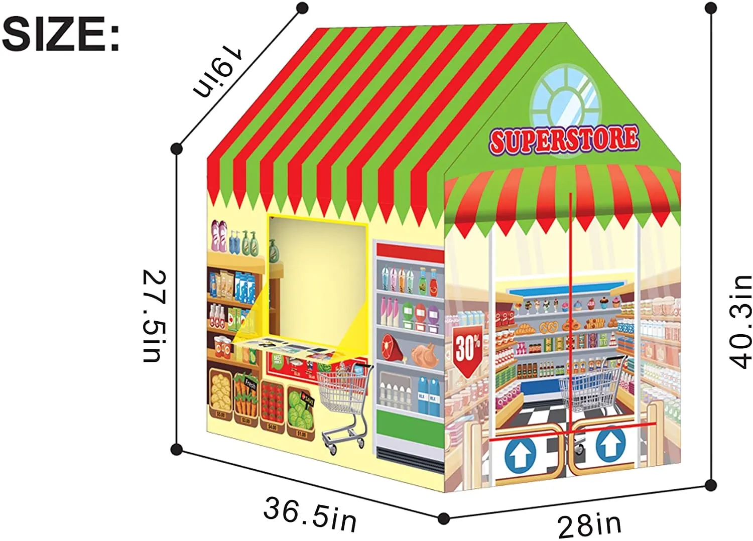 Playtime Foldable Tent House  Supermarket - Multicolour