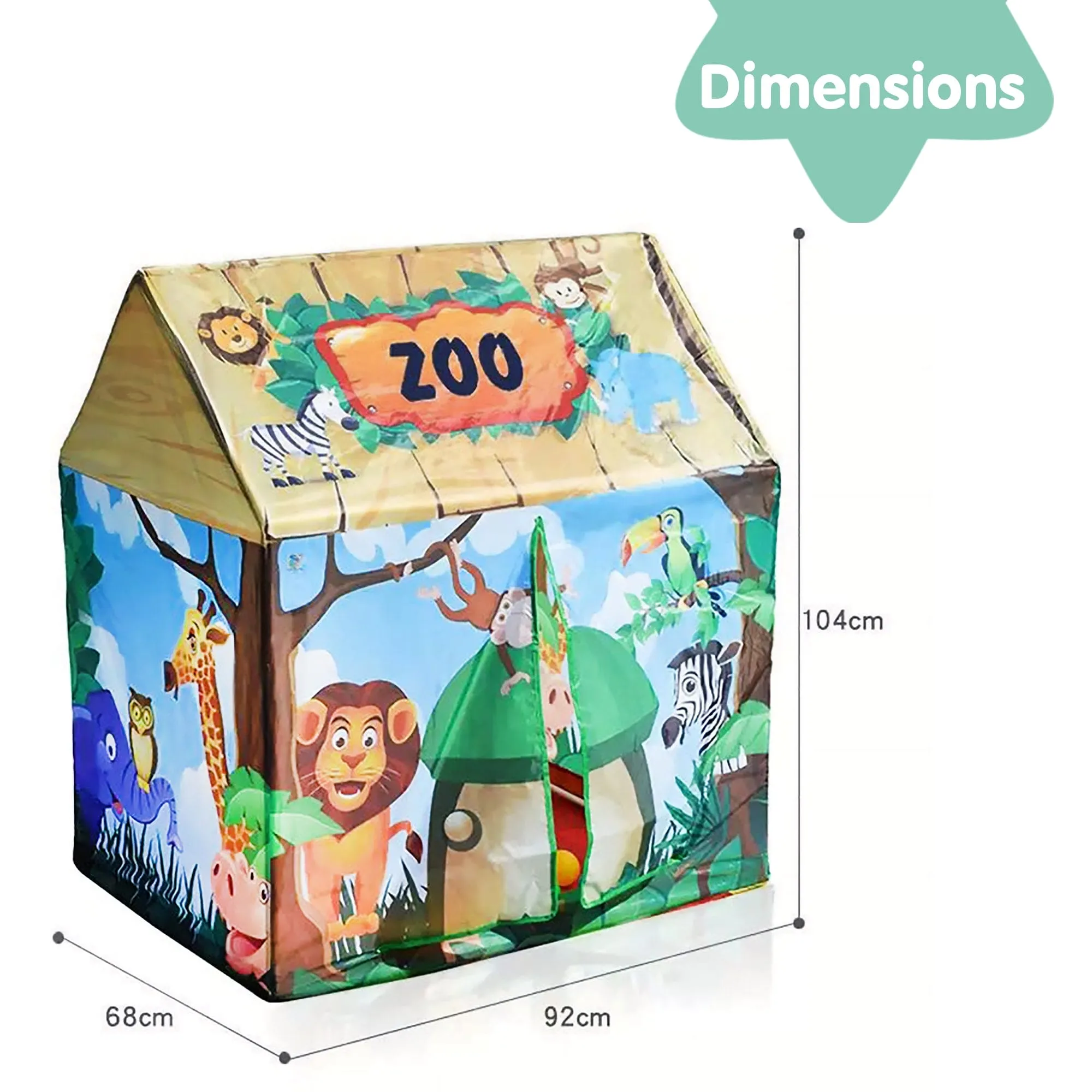 Playtime Foldable Tent House Zoo - Green