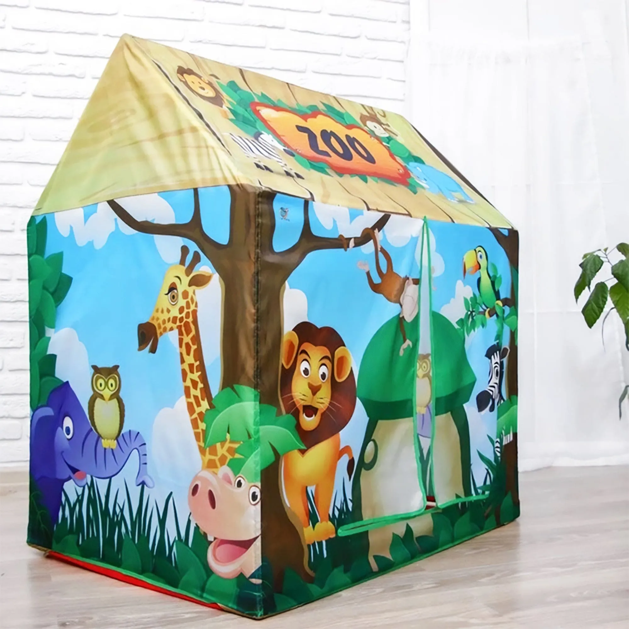 Playtime Foldable Tent House Zoo - Green