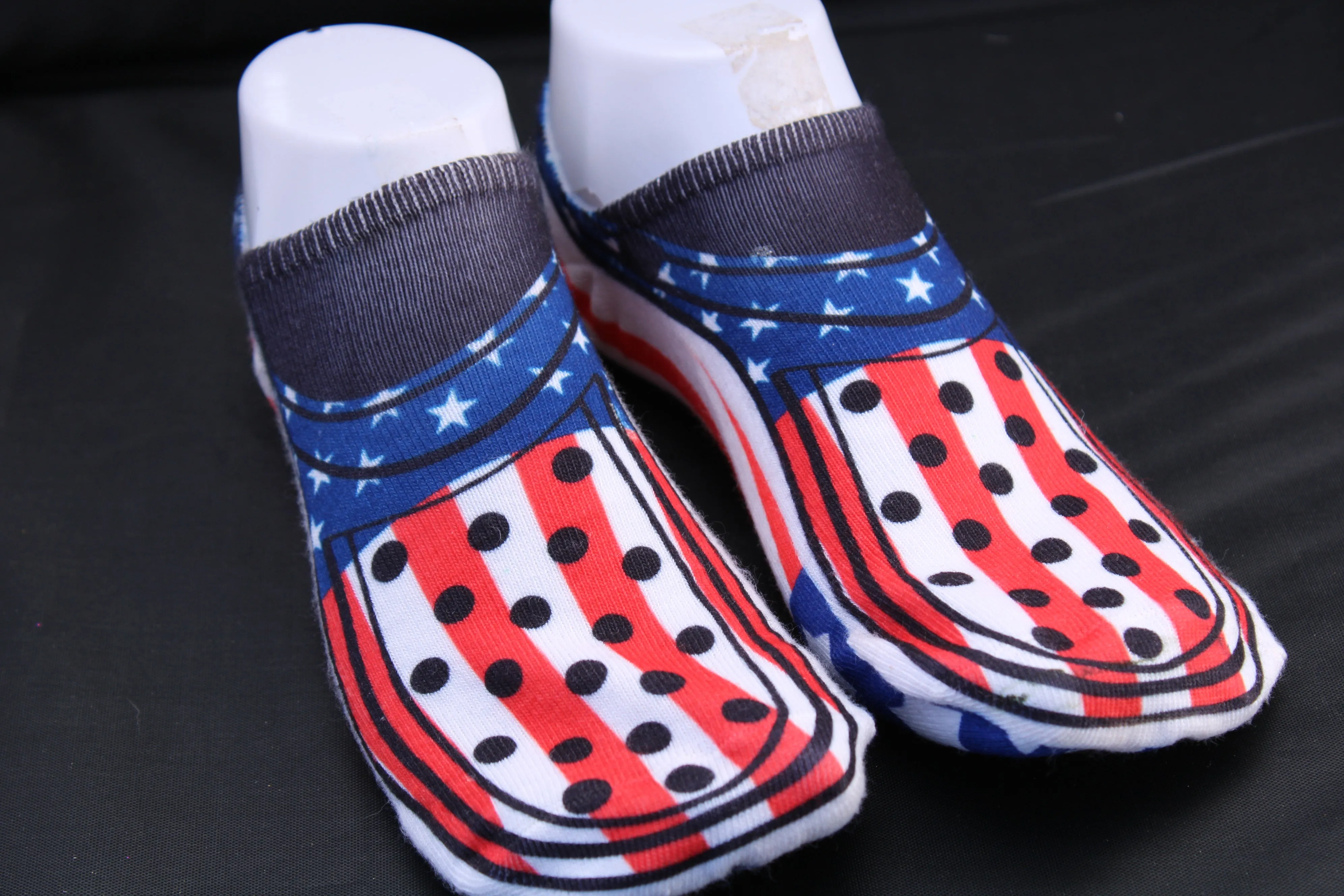 Red White and Blue Faux Croc shoe no show socks