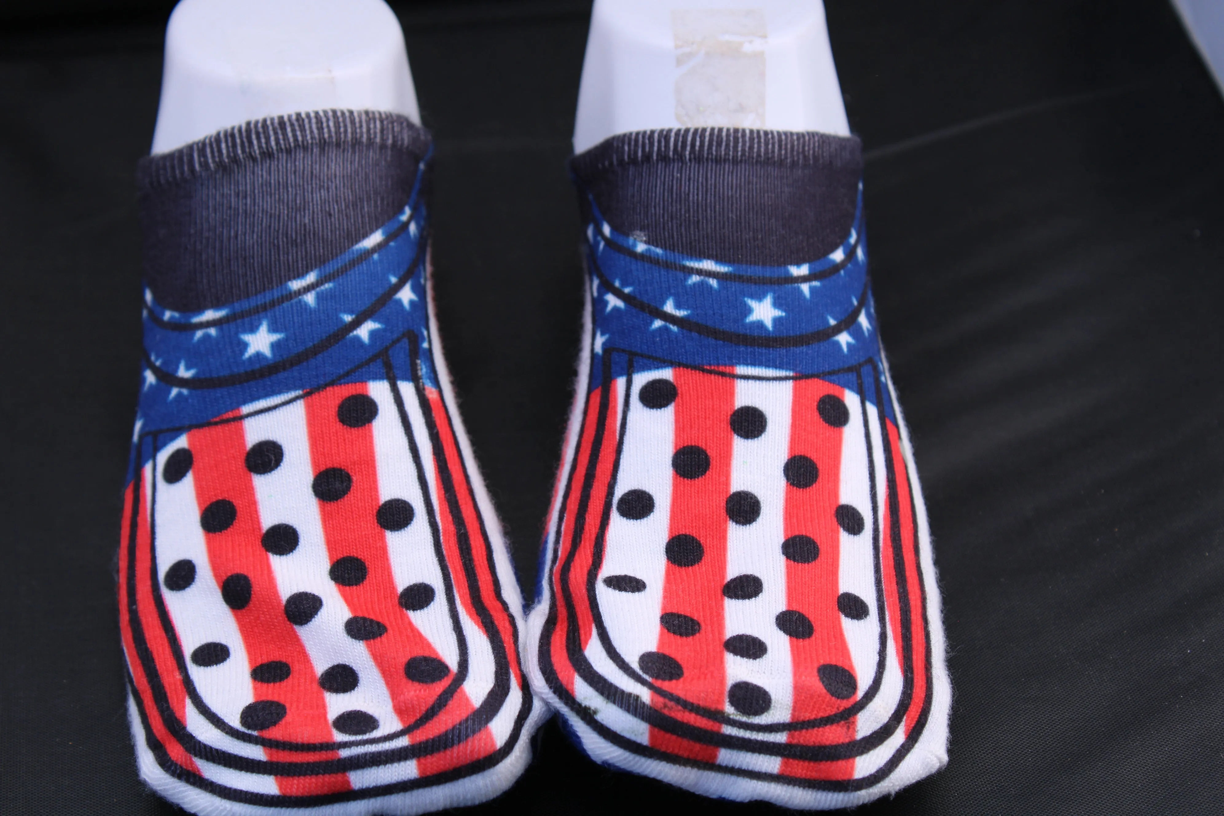 Red White and Blue Faux Croc shoe no show socks