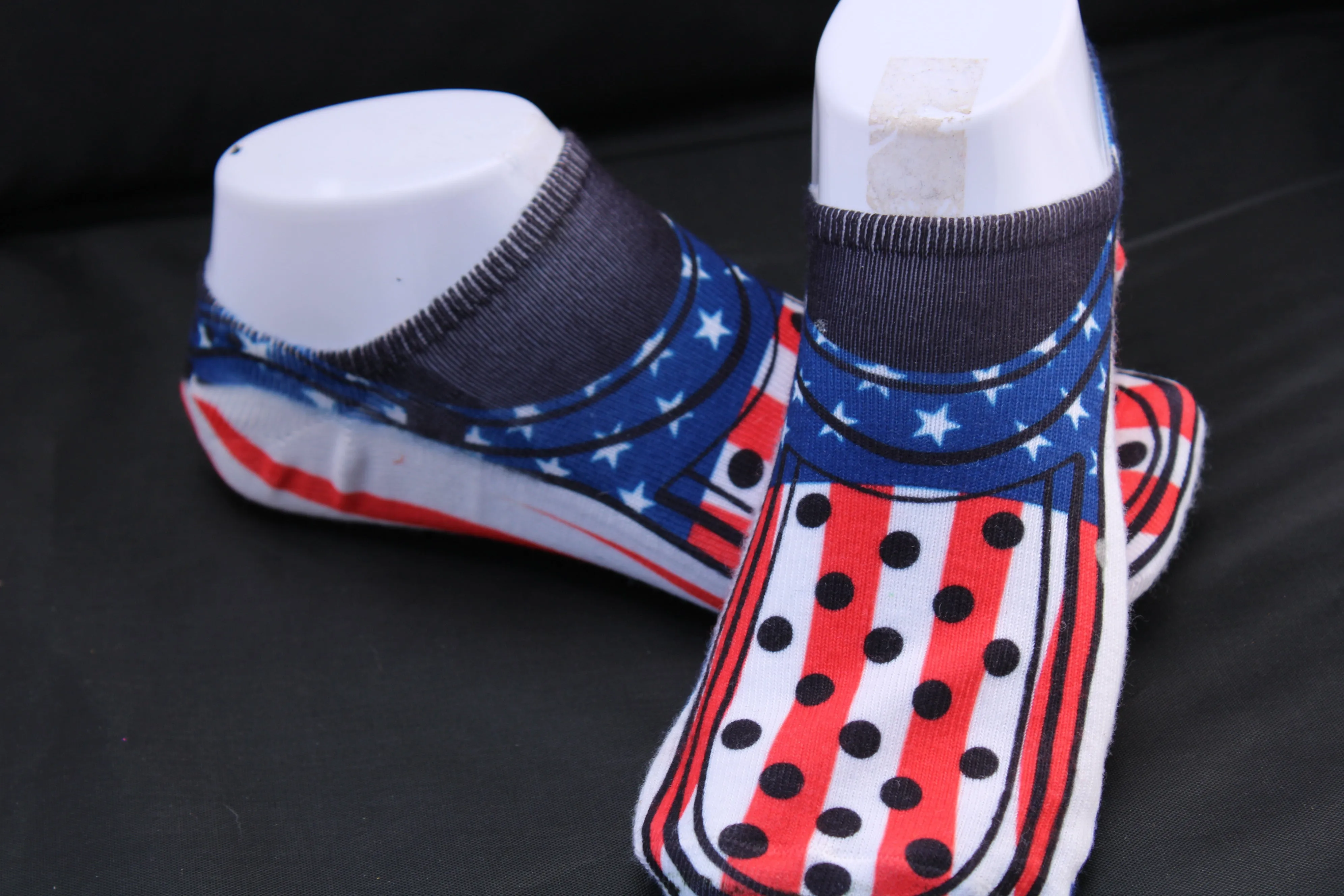 Red White and Blue Faux Croc shoe no show socks