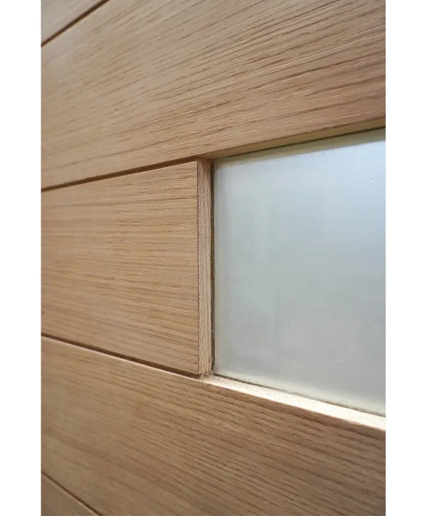 San Luis – Exterior Modern White Oak Wood with Double Panel and Offset with White Laminated Glass