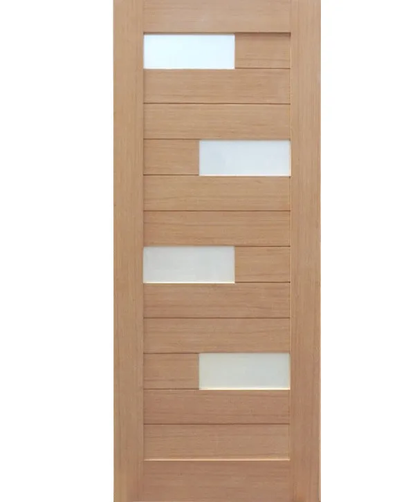 San Luis – Exterior Modern White Oak Wood with Double Panel and Offset with White Laminated Glass