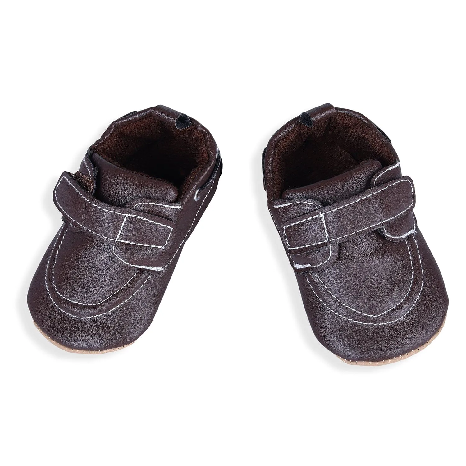 Solid Hookloop Stylish Leather Velcro Shoes - Brown