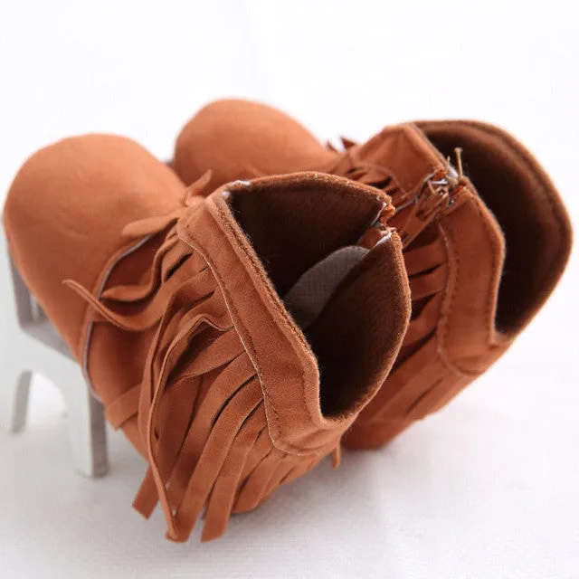 Toddler Infant Moccasin Newborn Baby Girl Shoes Soft Sole Booties Prewalker Cute Tassel First Walker