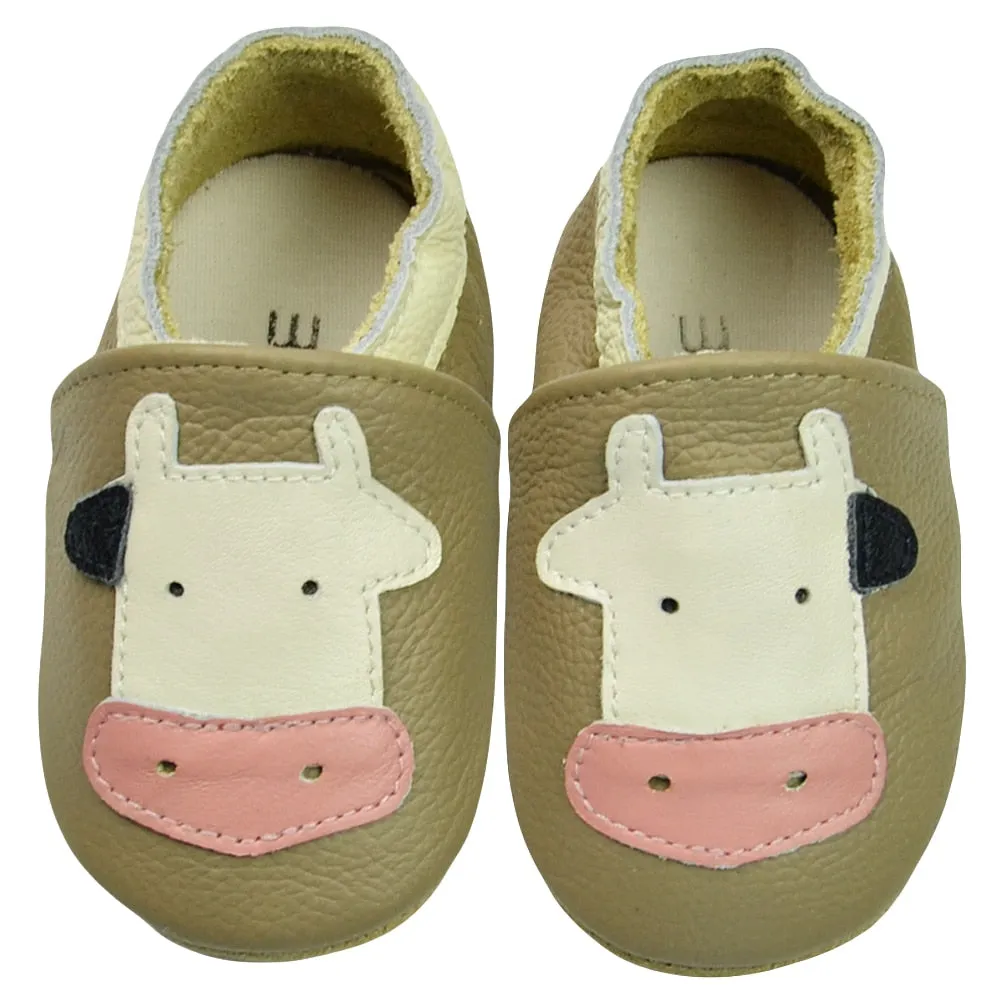 Unisex Soft Cow Leather Moccasins Cool Shoes For Kids