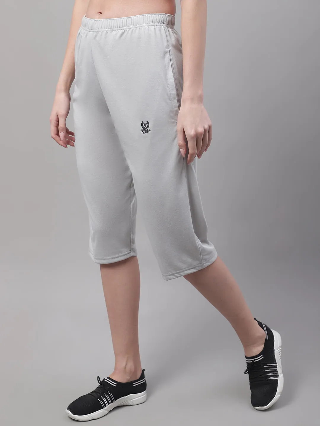 Vimal Jonney Light Grey Regular fit Cotton Capri for Women