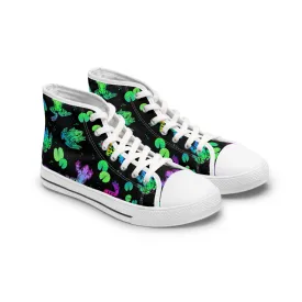 Water Pattern Lily Frog Women's High Top Sneakers