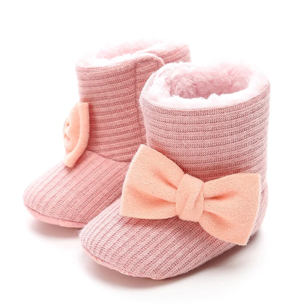 Winter Flower Design Cute Boots For Kids