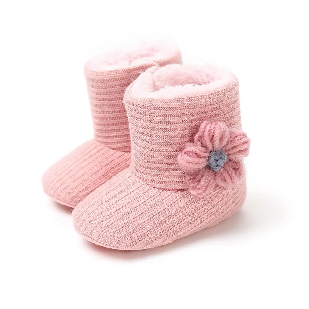 Winter Flower Design Cute Boots For Kids