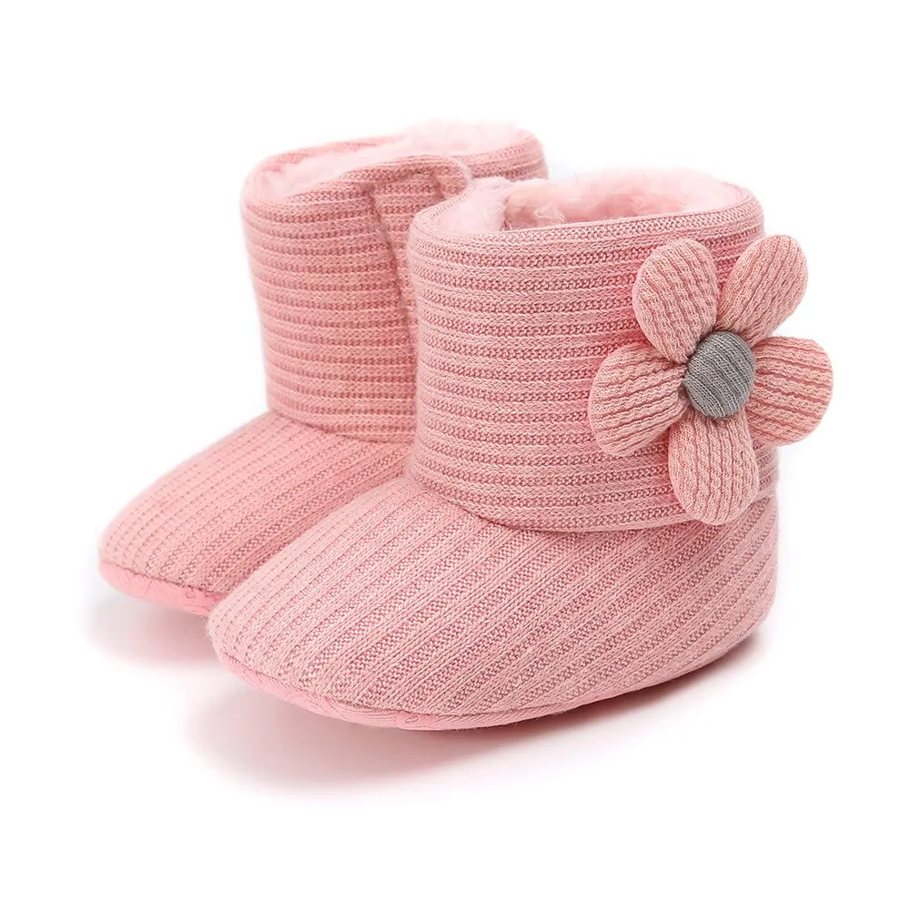 Winter Flower Design Cute Boots For Kids