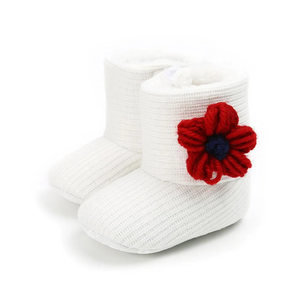 Winter Flower Design Cute Boots For Kids