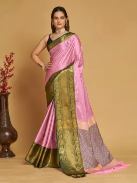 Women Party Wear Designer Pink Colour Banarasi Silk Saree Collection